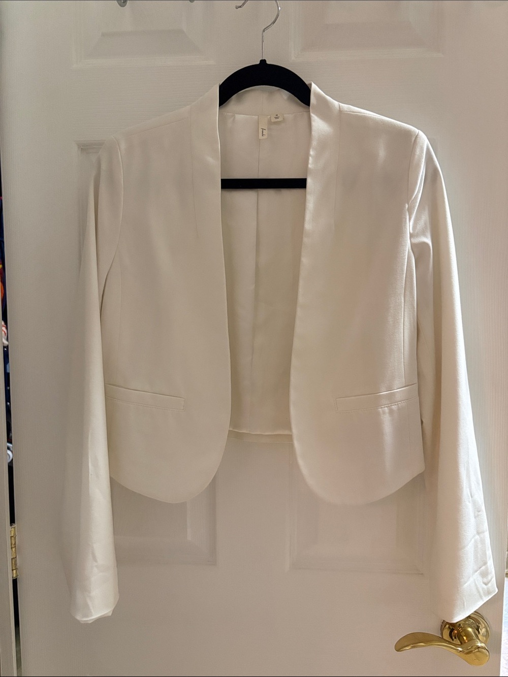 Frenchi White Open-Front Cropped Blazer